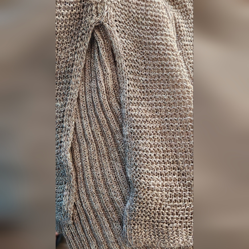 Eileen Fisher Cream Metallic Chainmail Tunic sweater Size L - Picture 5 of 6